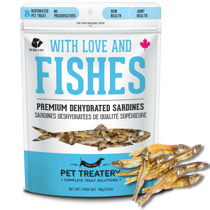 With Love and Fishes - Premium Dehydrated Sardines Treat For Dogs & Cats With Love and Fishes - Premium Dehydrated Sardines Treat For Dogs & Cats