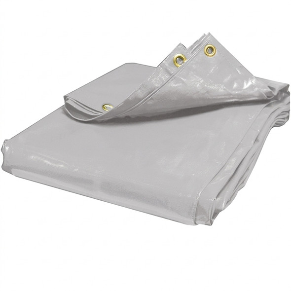 08' X 16' White Vinyl Tarp (Actual Size 7'6" x 15'6")