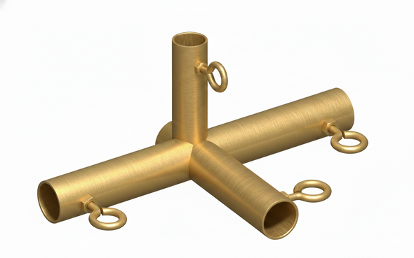 1" 4-Way Thru Fitting Gold(FO4)