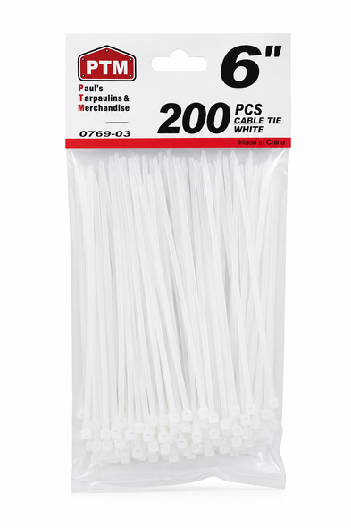 6" Cable Tie White