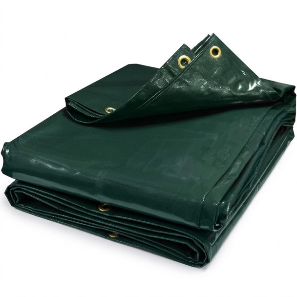 14' x 30' Green Vinyl Tarp (Actual Size 13'6" x 29'6")