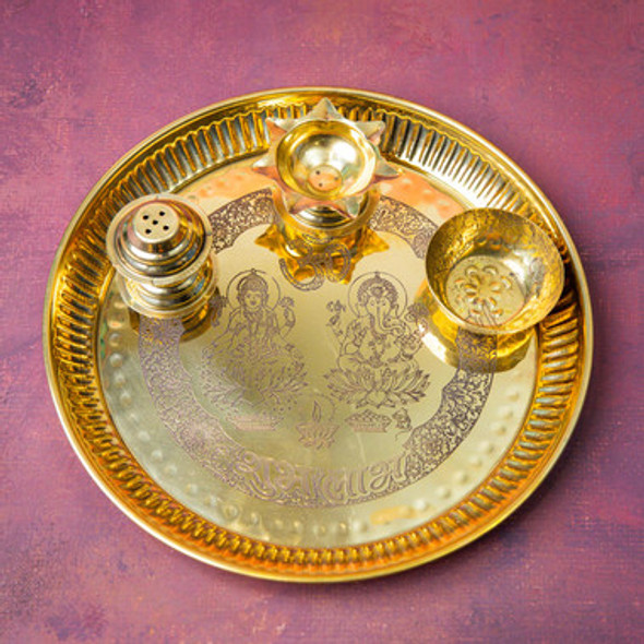 Brass Pooja Thali with Ferrero Chocolates