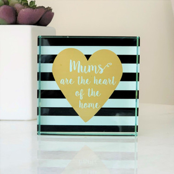 Mum's Heart Brown Glass Frame