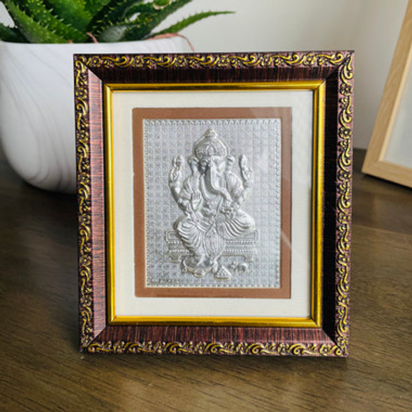 Silver Ganesha Frame 14cm x 12.5cm