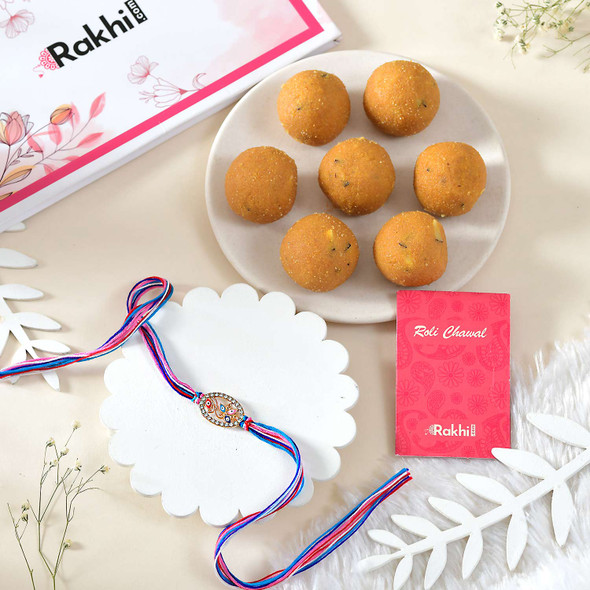 Stunning Rakhi With Besan Laddoo