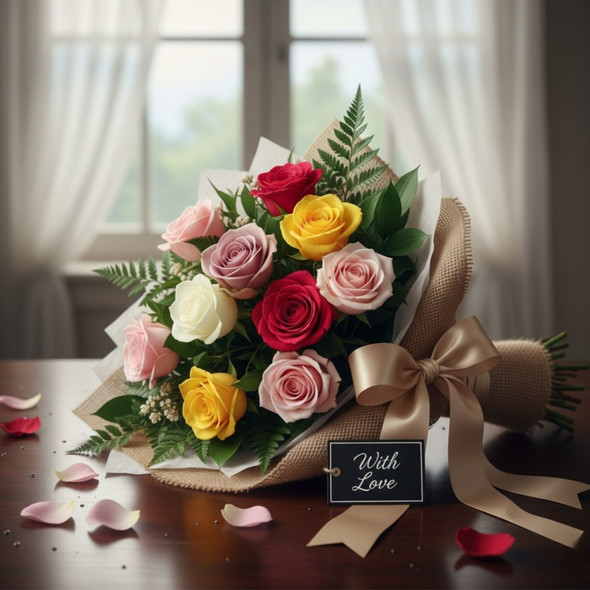 Pastel Symphony Mixed Rose Bouquet