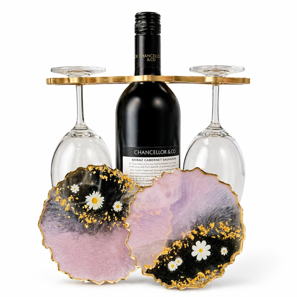 Luxury Wine Glass Holder & Coaster Set