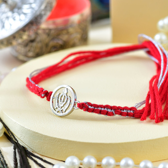 925 Sterling Silver Khanda Thread Rakhi