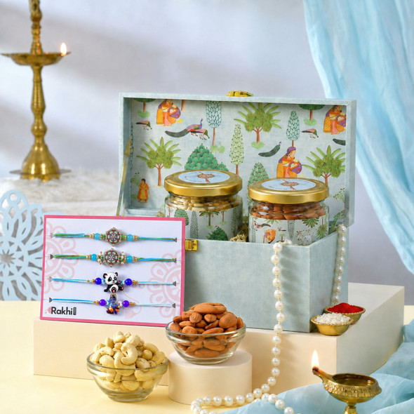 Royal Blue Rakhi & Mixed Dry Fruits Gift Hamper