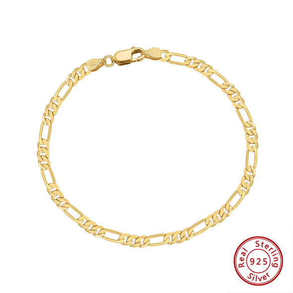 18K Gold Plated Diamond-Cut Figaro Chain Bracelet