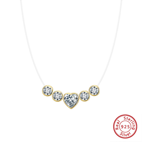 14K Gold Plated 925 Sterling Silver Heart CZ Necklace