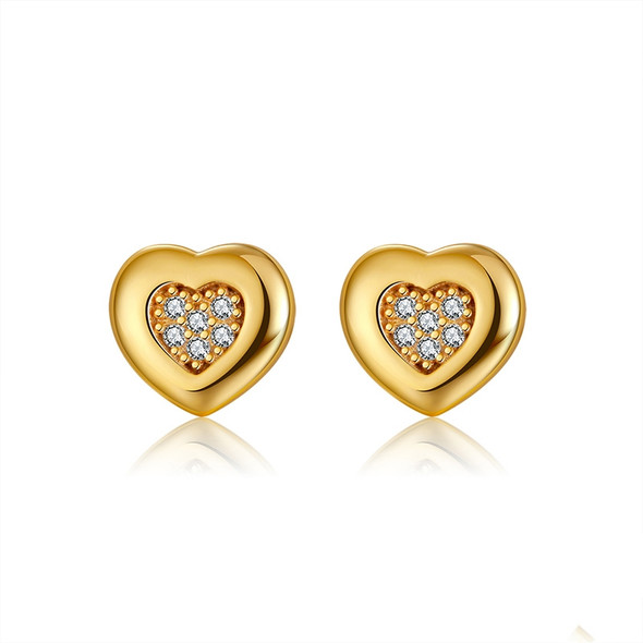 925 Sterling Silver Heart CZ Stud Earrings