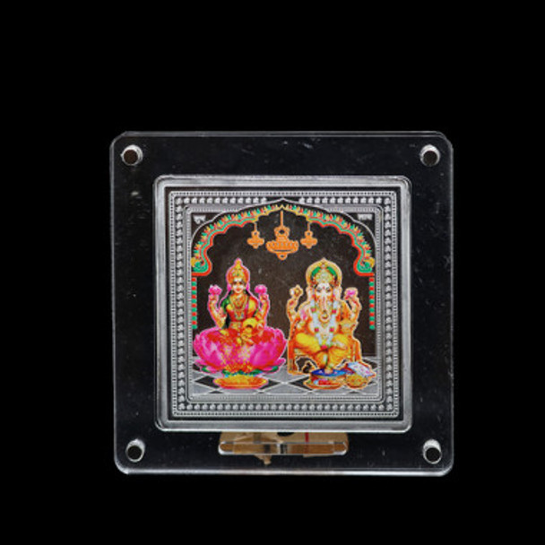 Laxmi Ganesha Silver Frame with assorted dryfruits