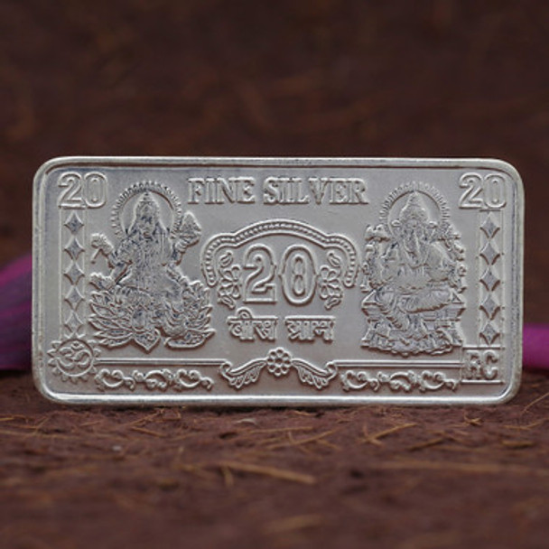 Rectangle Ganesha Laxmi 20gm (999 Silver Coin)