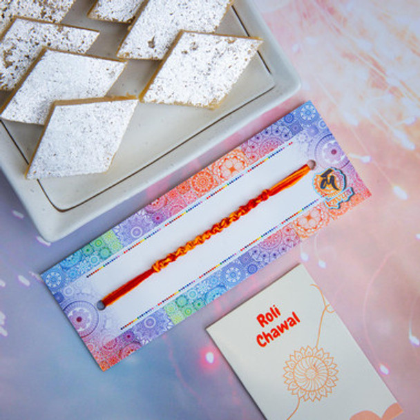 Bhaidooj Kalava with Pure Silver Coated Kaju Katli