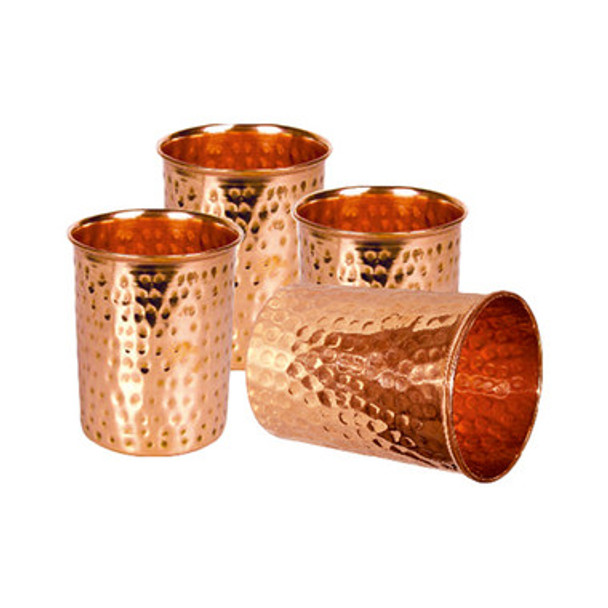 Copper-Hammered-Glass Set of 4