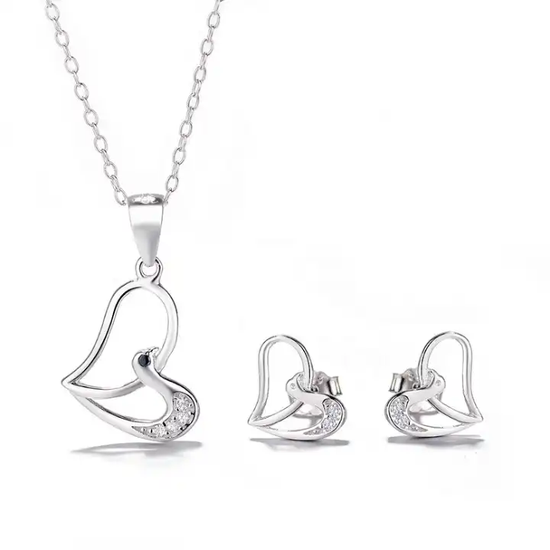 925 Silver Bird Heart Jewelry Set