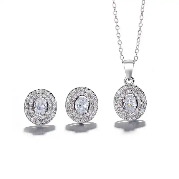 925 Sterling Silver Oval Jewelry Set