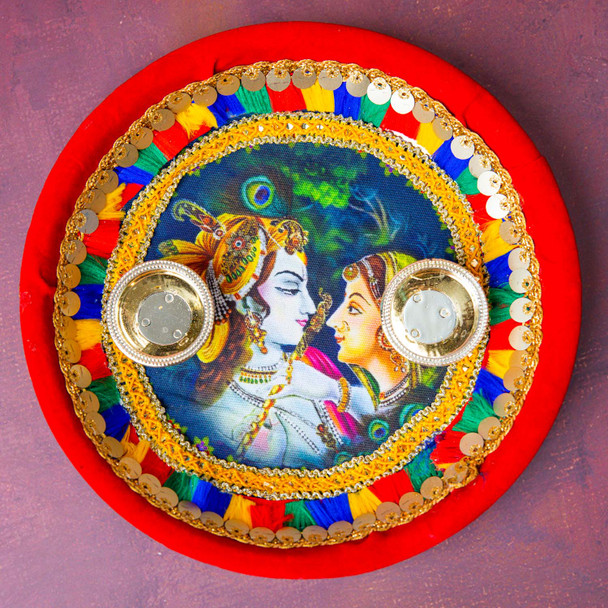 Decorative Radha Krishna Pooja Thali