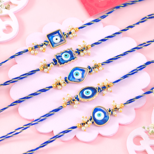 Set of 5 Evil Eye Enchanting Rakhi