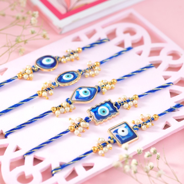 Set of 5 Evil Eye Enchanting Rakhi