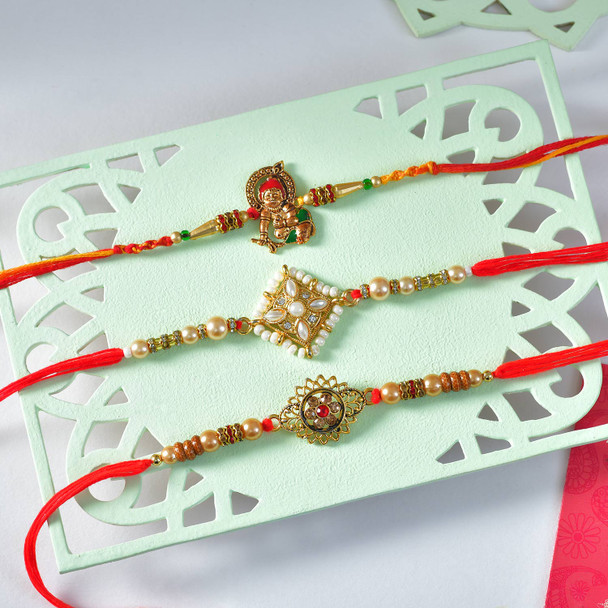 Set of Elegant Rakhi with Lindt Chocolate Set of Elegant Rakhi with Lindt Chocolate