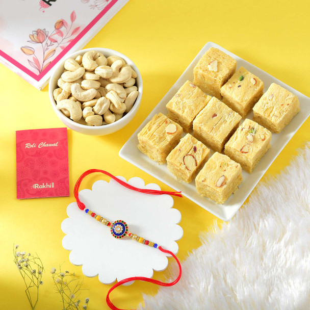 Satrangi Rakhi With Soan Papdi & Cashew