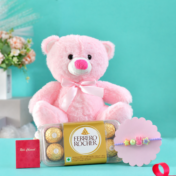 Adorable Bunny Rakhi with Teddy &  Ferrero Rocher
