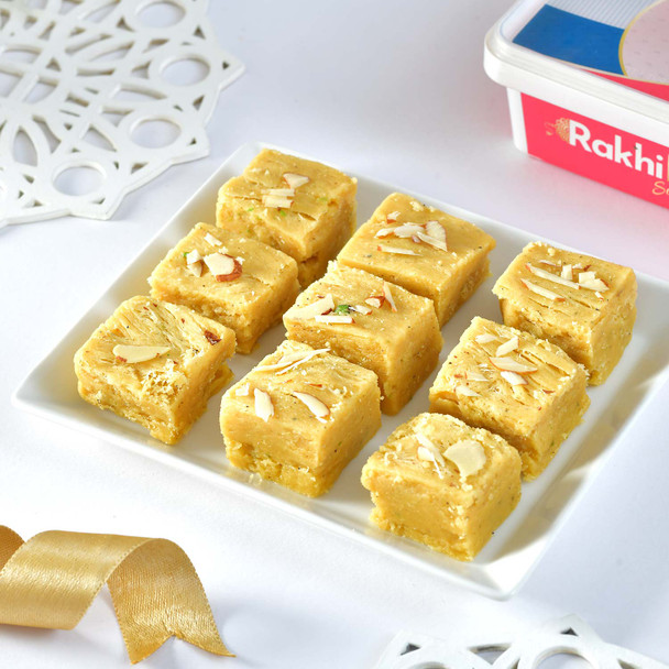 Divine Trio Rakhi Set with Chocolates & Soan Papdi