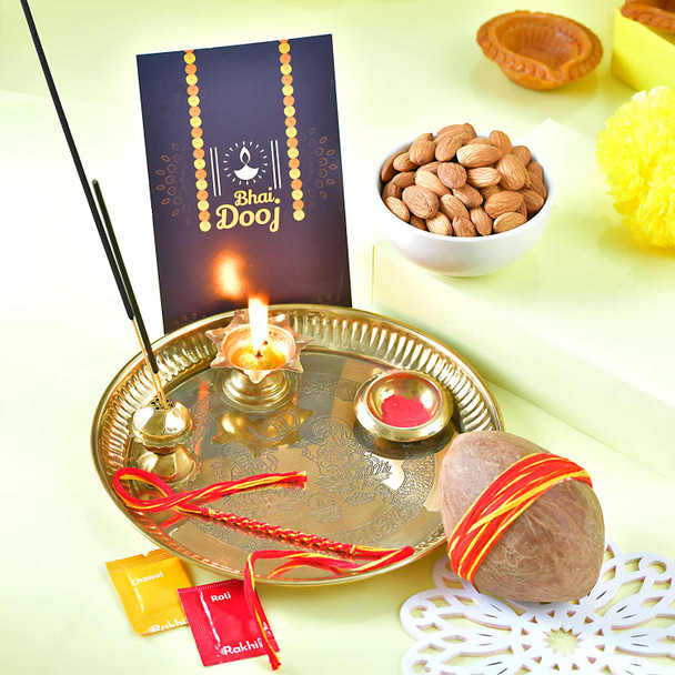 Bhaidooj Ritual Thali with Almonds & Coconut