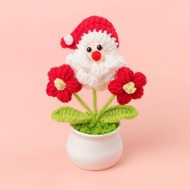 Handmade Crochet Mini Christmas Flower Pot