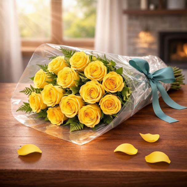Yellow Cymbidium Roses Bouquet With Mississippi Baked Cake