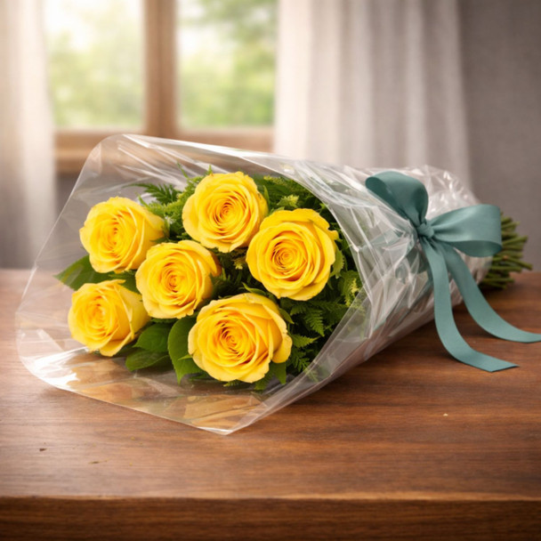 Sunny Six Yellow Roses
