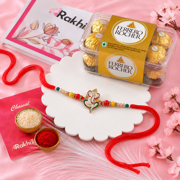 Ganesh Blessings Ferrero Rakhi Hamper