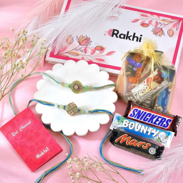 Set of 2 Rakhi With Assorted Chocolates