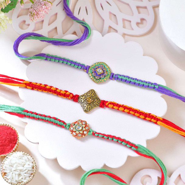 Vibrant Designer Rakhi Trio