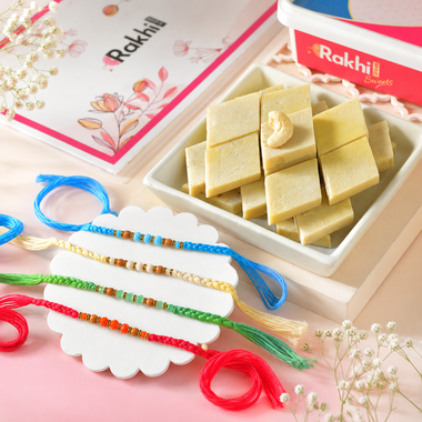 Royal Rakhi Set with Kaju Katli