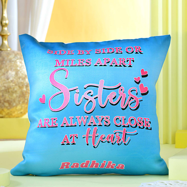 Personalized Sisters Cushion with Dairy Milk Silk