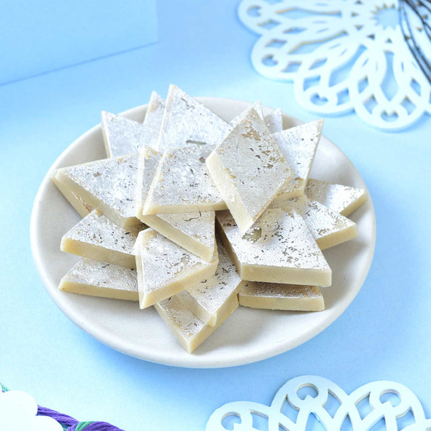 Designer Rakhi Trio with Lindt Chocolate & Kaju Katli
