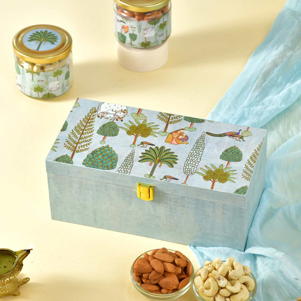 Royal Blue Rakhi & Mixed Dry Fruits Gift Hamper