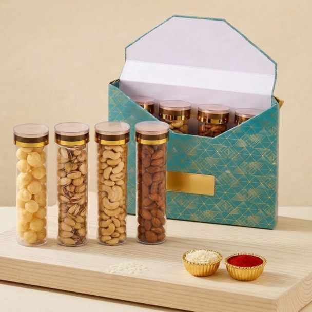 Royal Nut Quartet & Designer Rakhi Hamper