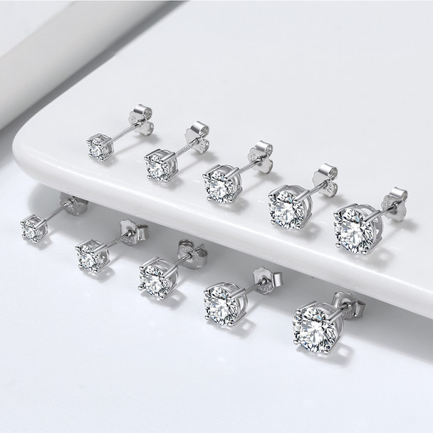 Classic CZ Sterling Silver Stud Earrings