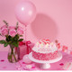 Pretty & Pink Birthday Cake With Roses & Balloon