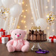 Mississippi Baked Cake with Pink Teddy, Chocolates & Balloons