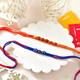 Blue & Orange Beaded Evil Eye Rakhi Set for Bhai