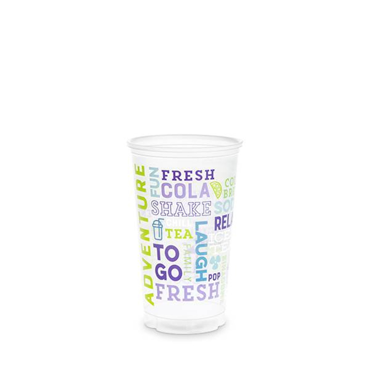 Translucent Disposable Cup & Lid - Ice Cold Refresh Design - Various Sizes  - Case