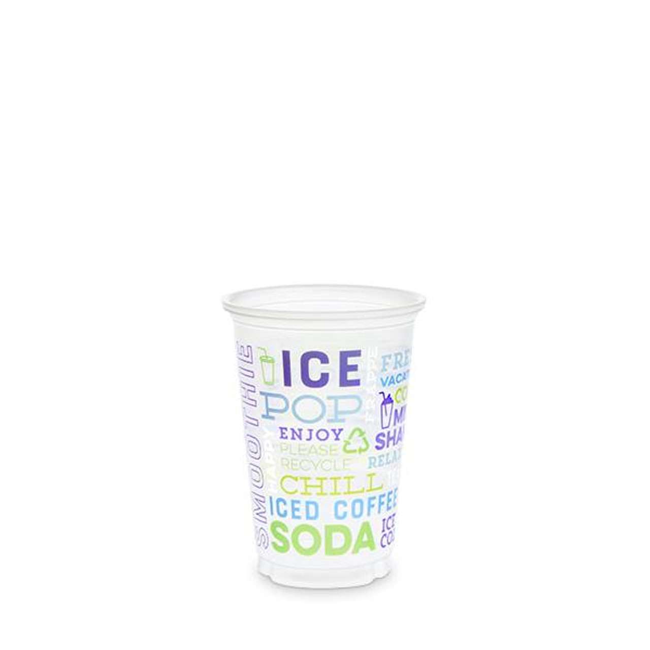 Translucent Disposable Cup & Lid - Ice Cold Refresh Design