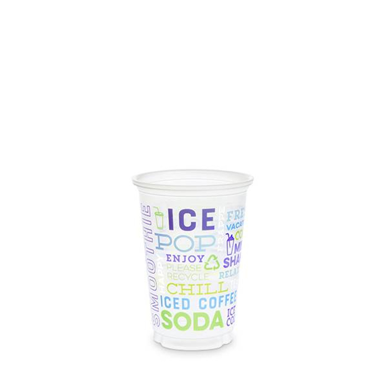 Translucent Disposable Cup & Lid - Ice Cold Refresh Design - Various Sizes  - Case