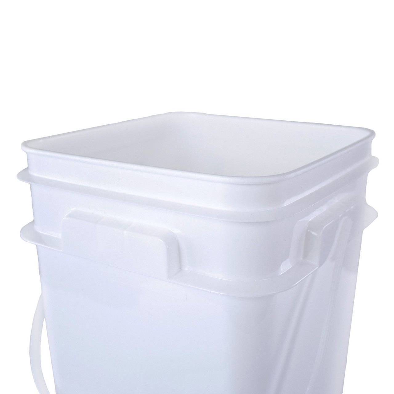 4 Gallon Square Plastic Bucket, Open Head, 75 Mil - White