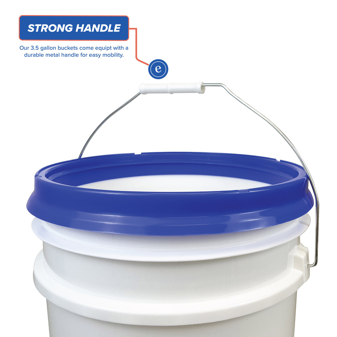 White 3.5 Gallon Bucket with Wire Handle and Choice of White or Colored  Gamma Seal Lid - starting quantity 1 count - FREE SHIPPING - ePackageSupply